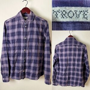 ★【国内正規品 日本製】TROVE トローブ V19SHT01 コットン100％ 長袖 チェック柄 ネルシャツ 3（M-L程度） USED品 パープル系