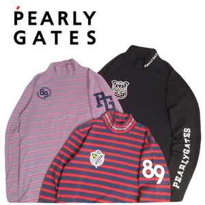 豪華3点 PEARLY GATES 蓄熱保温 ストレッチ ナンバリング モックネック 長袖シャツ インナー メンズ4 パーリーゲイツ ゴルフウェア 250104