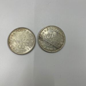 M01 【個人保管品】/1000円銀貨 2枚 東京オリンピック 千円銀貨 記念硬貨 古銭 東京五輪 硬貨