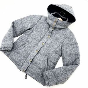 ■アース ミュージック＆エコロジー EARTH MUSIC＆ECOLOGY グレー HARRIS TWEED ハリスツイード地仕様 ダウンジャケット Sサイズ■O33