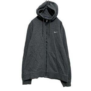 NIKE ジップアップ ロゴスウェット パーカー M ダークグレー ナイキ 裏起毛 古着卸 アメリカ仕入 a607-5055