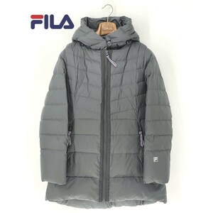 A9038/美品 秋冬 FILA GOLF フィラゴルフ 長袖 ジップアップ フード着脱 ダウンコート ジャケット ブルゾン パーカー 3L 灰色 レディース