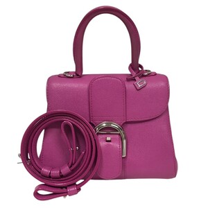 デルヴォー DELVAUX ブリヨンミニ ホットピンク カーフ ハンドバッグ レディース 中古