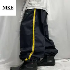 00s NIKE ナイロン トラックパンツ ジャージ バギー 裾絞り 極太 刺繍