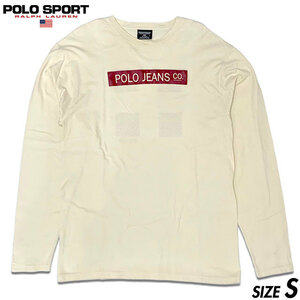 稀少■POLO JEANS RALPH LAUREN (ポロジーンズ ラルフローレン) 90sヴィンテージ ボックスロゴ 長袖Tシャツ ロンT ベージュ US:S ロン