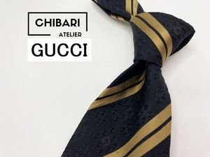 【美品】GUCCI　グッチ　ロゴ＆レジメンタル柄 ネクタイ 3本以上 送料無料 メンズ ブラックブラウン　1202233