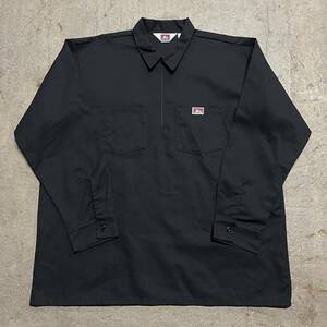 美品 USA製 BEN DAVIS ベンデイビス ハーフジップ 長袖 ワークシャツ サイズ2XL ブラック