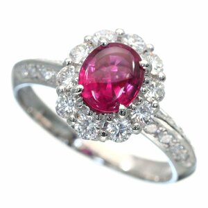 凛とした上質な美しさ Queen クィーン Pt950 ルビー ダイヤモンド リング 5.2g R1.002ct D0.610ct 超美品 鑑別書 ★09B20