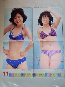 ７３　昭和レトロ　河合奈保子水着&松田聖子水着&山口百恵　雑誌付録ポスター