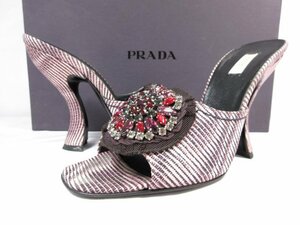 美品 【プラダ PRADA】 サンダル オープントゥ ヒール 靴 (レディース) size37 ライトパープル系 ■30LZ4555■