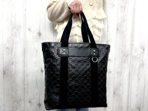 極美品 GUCCI グッチ グッチシマ GG柄 トートバッグ ショルダーバッグ バッグ レザー 黒 A4収納可 メンズ 80011