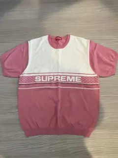 Supreme ピンク ホワイト Lサイズ ニット