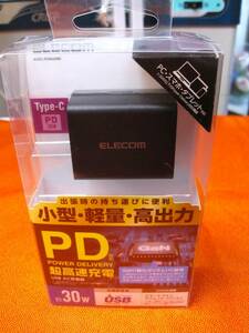 ※☆【未開封】エレコム 超高速充電 ACDC-PD0630BK Type-C PD対応 USB/AC充電器 最大出力30W 小型・軽量・高出力☆送料390円～