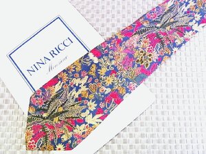 ♪33913D♪状態並品【花 葉っぱ 植物 柄】ニナリッチ【NINA RICCI】ネクタイ