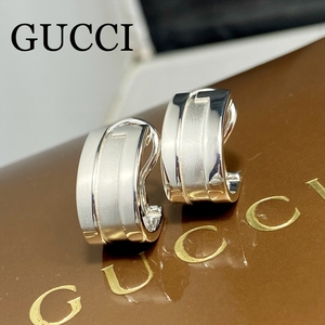 新品仕上 廃盤 希少 グッチ GUCCI ポスト付 ピアス イヤリング シルバー 925