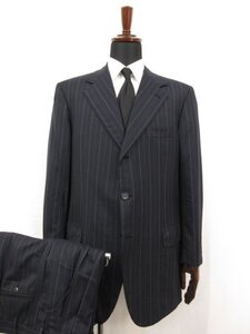 HH【ブリオーニ Brioni】 NOMENTANO ウール 濃紺 シングル3ボタン段返り スーツ (メンズ) size54R ネイビー ストライプ柄 □28RMS9288