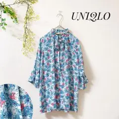 UNIQLO ユニクロ PAUL&JOE 花柄 ブラウス フリル 七分袖 総柄