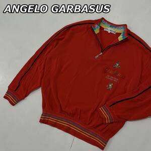 【ANGELO GARBASUS】アンジェロガルバス ロゴ 刺繍 ハーフジップ ニット セーター ゴルフウェア 赤 レッド