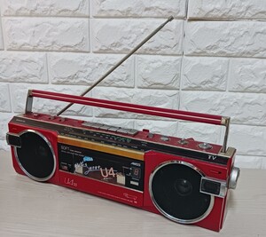 SANYO ラジカセ U4 ss 昭和レトロ レッド AM FM　ラジオ　TV (F)