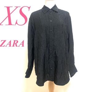 ZARA ブラック 長袖シャツ XS オフィスカジュアル アセテート