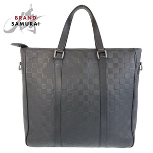 美品 LOUIS VUITTON ルイヴィトン ダミエ アンフィニ タダオ PM ブラック 黒 ガンメタ金具 レザー N41269 トートバッグ 男女兼用 409602