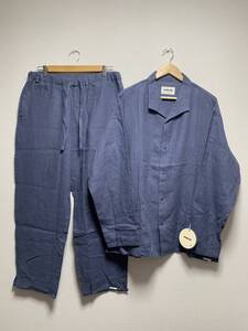 未使用☆[NOWHAW] 定価41,800 WEEK L/S PAJAMA リネン ウィークパジャマ セットアップ 2 L-LL ライトネイビー P-S426-H ノウハウ