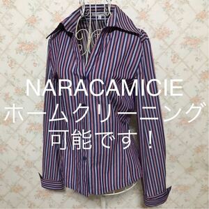 ★NARACAMICIE/ナラカミーチェ★極美品★長袖ストライプブラウスⅠ(M.9号)シャツ トップス 