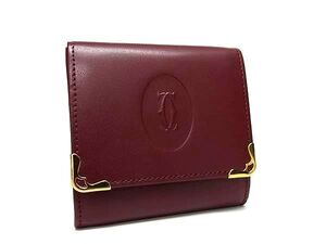 1円 ■極美品■ Cartier カルティエ マストライン レザー コインケース コインパース 小銭入れ レディース ボルドー系 FL1783