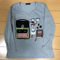 レディース　長袖　Tシャツ　カットソー　ビーズ　ヴィンテージ