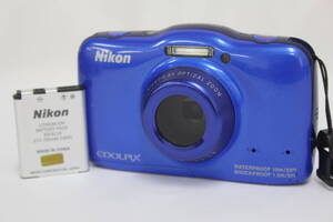 【返品保証】 ニコン Nikon Coolpix S32 ブルー 3x バッテリー付き コンパクトデジタルカメラ v5941