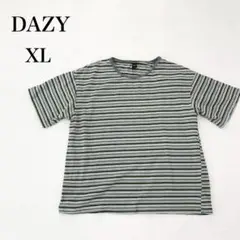 オーバーサイズ XL ボーダートップス 半袖Tシャツ カットソー マルチボーダー