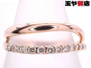 ヴァンドーム青山 美品 ダイヤ0.15ct デザイン リング 11号弱 K18PG ピンクゴールド