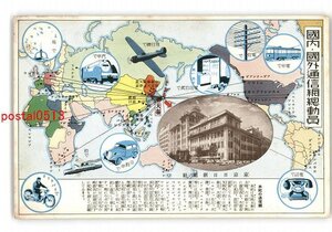 XZI2084●東京日日新聞社 国内国外通信網総動員 *傷み有り【絵葉書】