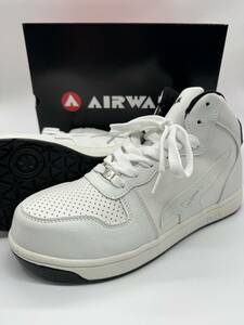 送料無料 27cm AIRWALK エアウォーク AW-641 ホワイト ベーシックウォーク ミッド 耐滑底 超軽量 樹脂先芯 安全靴 セーフティシューズ