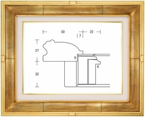 額縁 油彩額縁 油絵額縁 木製フレーム 井桁 金 サイズF10号