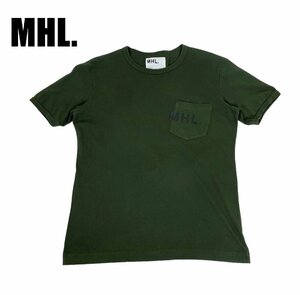 中古 マーガレットハウエル MHL. MARGARET HOWELL 半袖 Tシャツ ポケット オリーブグリーン 緑 メンズ Lサイズ