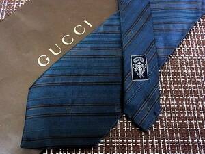 ☆状態並N☆5433■グッチ【GUCCI】Gロゴ入ストライプ ネクタイ