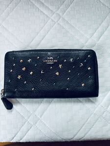 長財布 COACH ブラック レザー 