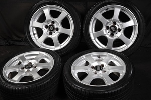 ★バリ山 195/45R15 OZ Racing MSWアルミホイール 国産YOKOHAMA ECOS ラジアル4本セット PCD100/4穴 +40/6.5J ポロ等