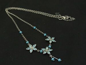 ■美品■ AGATHA アガタ フラワー 花 ネックレス アクセサリー レディース シルバー系×ライトブルー系 DG3632