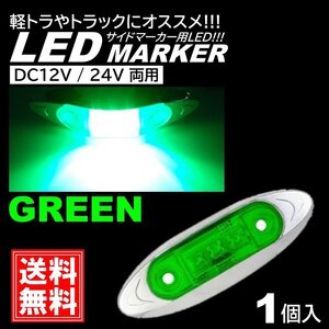 グリーン LED サイドマーカー トラック マーカー 軽トラ 小型 DC12V DC24V 兼用 デコトラ ミニ マーカーランプ 汎用 車高灯 車幅灯 1個