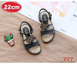 kids バックル リゾートサンダル 【ブラック 22cm】 韓国子供服 キッズ ビーチサンダル 子供用 女の子