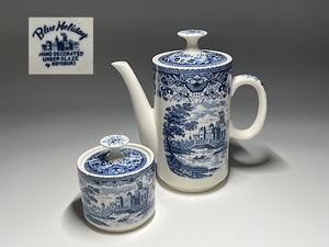 【瑞】Blue Holiday　HAND DECORATED　Under Glaze　ポットとシュガーポット