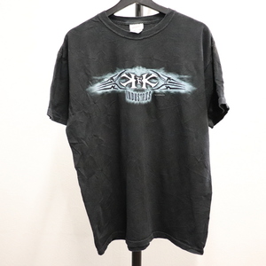 E525 2004年製ビンテージ Hanes ヘインズ 半袖Tシャツ■00s 表記Lサイズ ブラック INDUSTRIES 古着 アメカジ ストリート 90s 80s 70s 60s