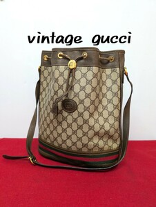 良品！Gucci 巾着型ショルダーバッグ シェリーライン GG オールドグッチ