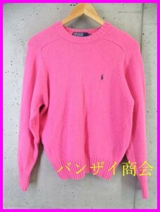 4210s12◆良品です◆Ralph Lauren ラルフローレン ウールニットセーター M/ピンク系/ジャケット/ポロシャツ/アメカジ/古着