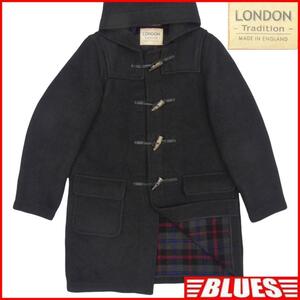 即決★英国製 LONDON TRADITION★メンズM ダッフルコート ロンドントラディション 38 グレー チェック ロングコート 通勤 ジャケット 通学