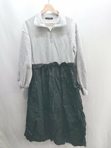 ◇ w closet ダブルクローゼット 長袖 ロング丈 ワンピース サイズF グレー ブラック レディース E