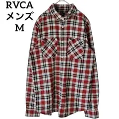 RVCA ルーカ メンズ チェック柄ネルシャツ レッド ポケット付き M