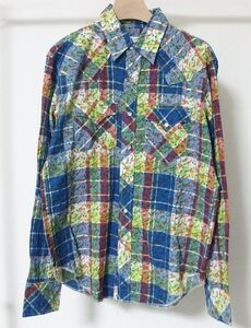 Engineered Garments エンジニアードガーメンツ Western Shirt Blue Floral ウエスタン シャツ S チェック 花柄